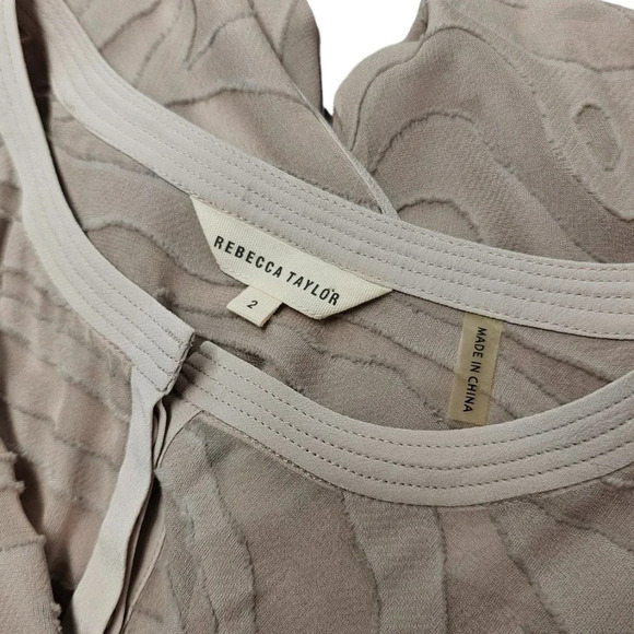 Rebecca Taylor Liger Silk Blend Long Sleeve  Blouse Size 2 in Sleek - Picture 8 of 10